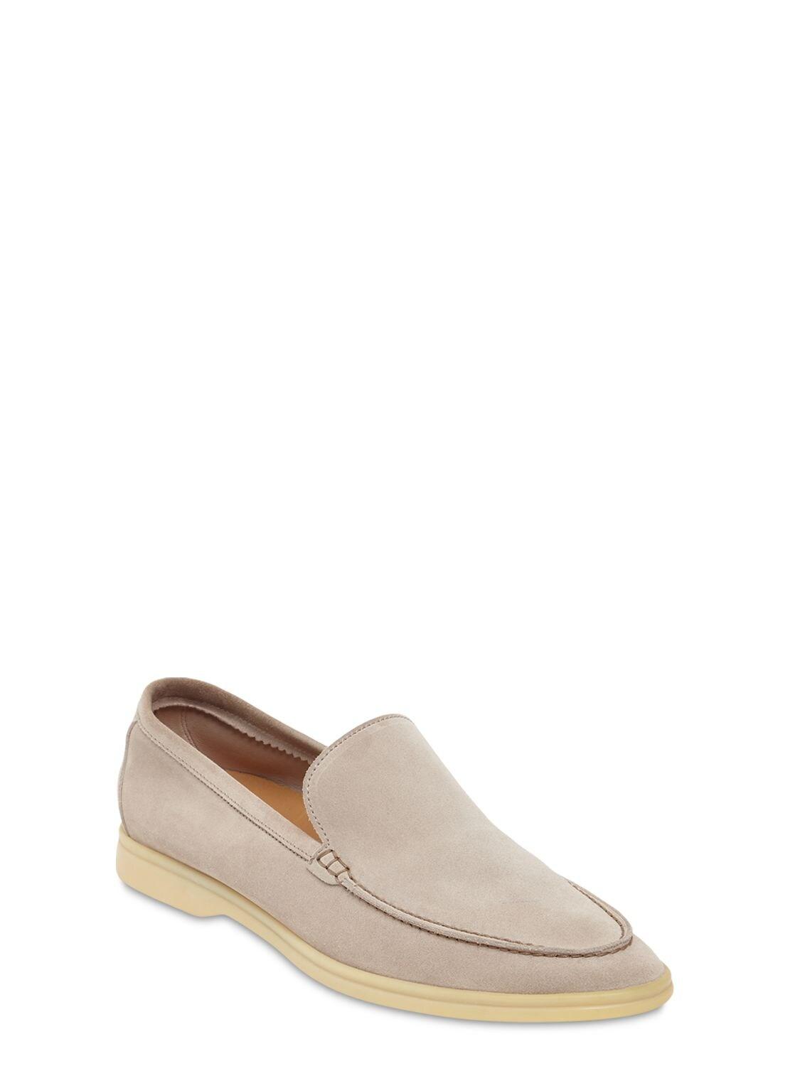 Loro Piana Summer Walk Suede Loafers in Natural for Men - Lyst