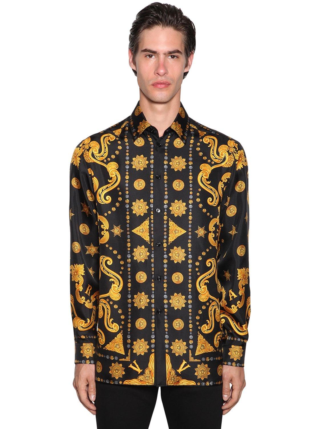 Versace Allover Barocco Print Western Shirt in Black/Gold (Black) for ...