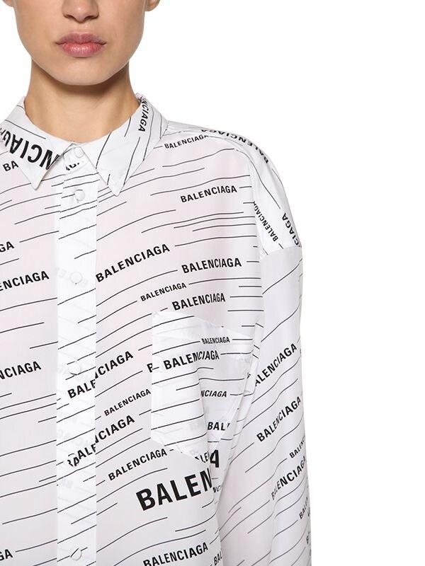 Balenciaga Logo Printed Silk Crepe 