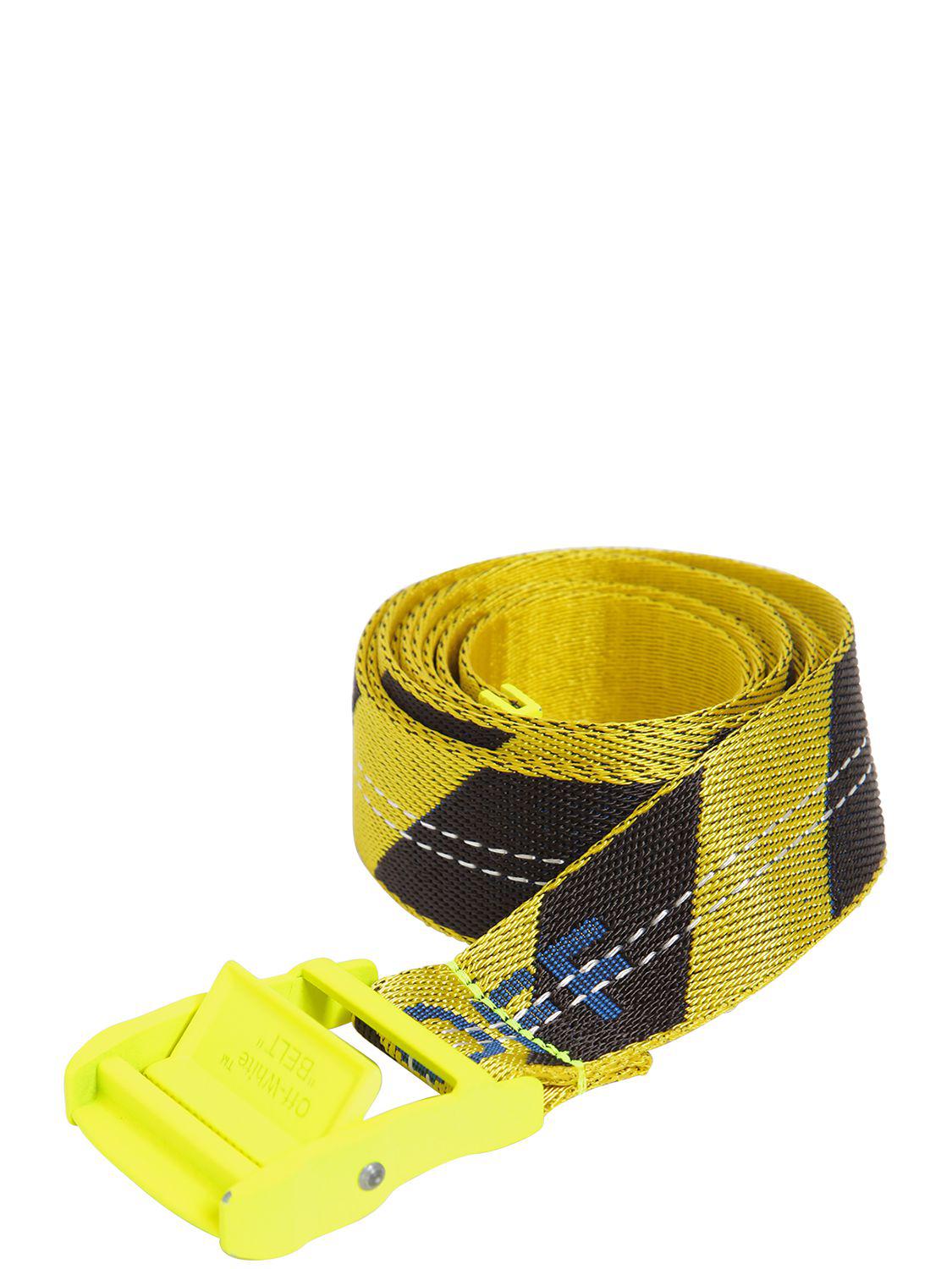 yellow and black off white belt