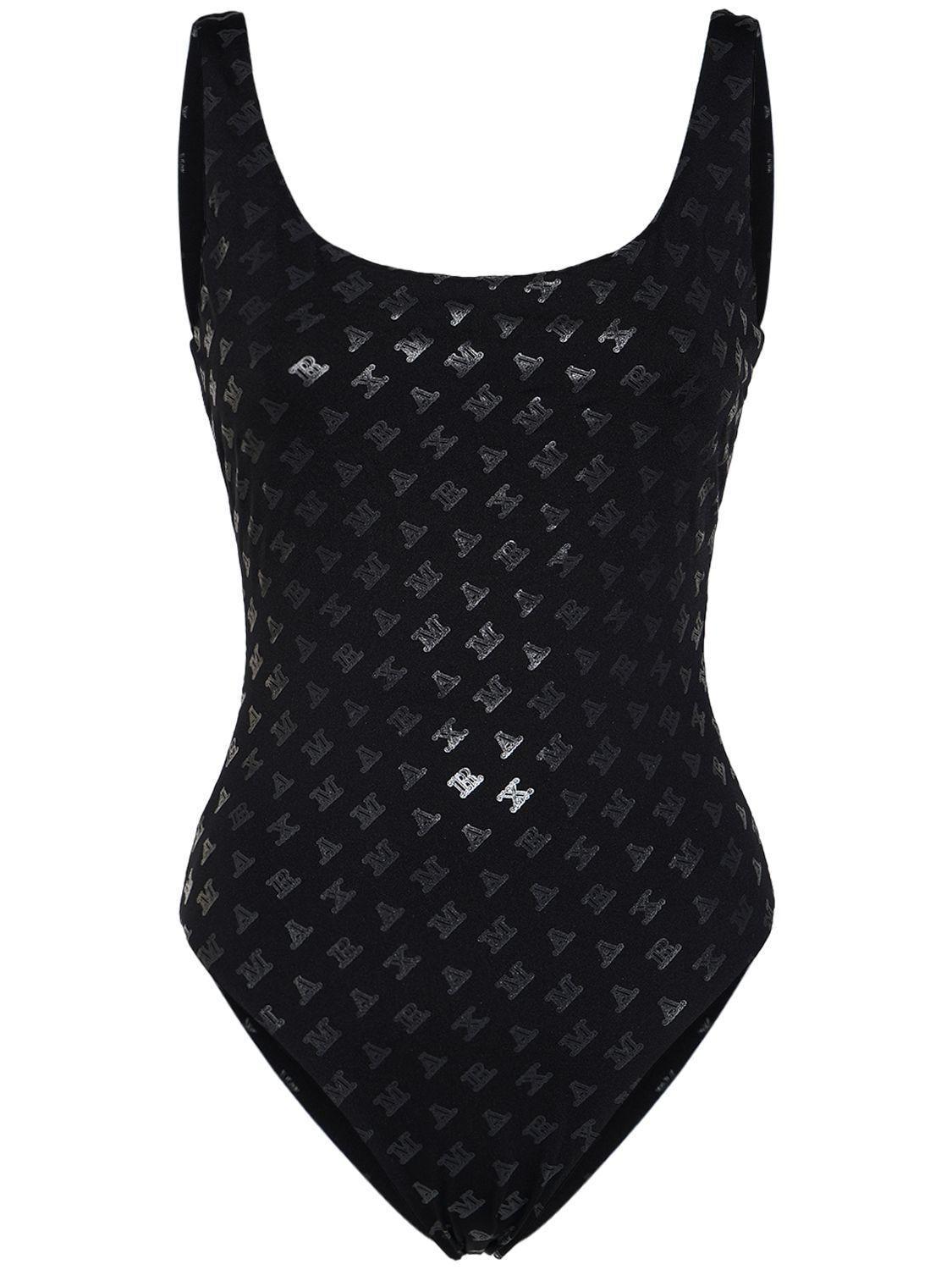 Max Mara Jersey One Piece Swimsuit W/ Monogram in Black | Lyst