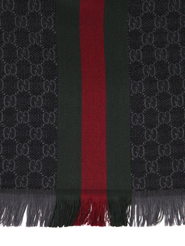 Gucci Logo Wool & Silk Scarf in Black for Men - Lyst