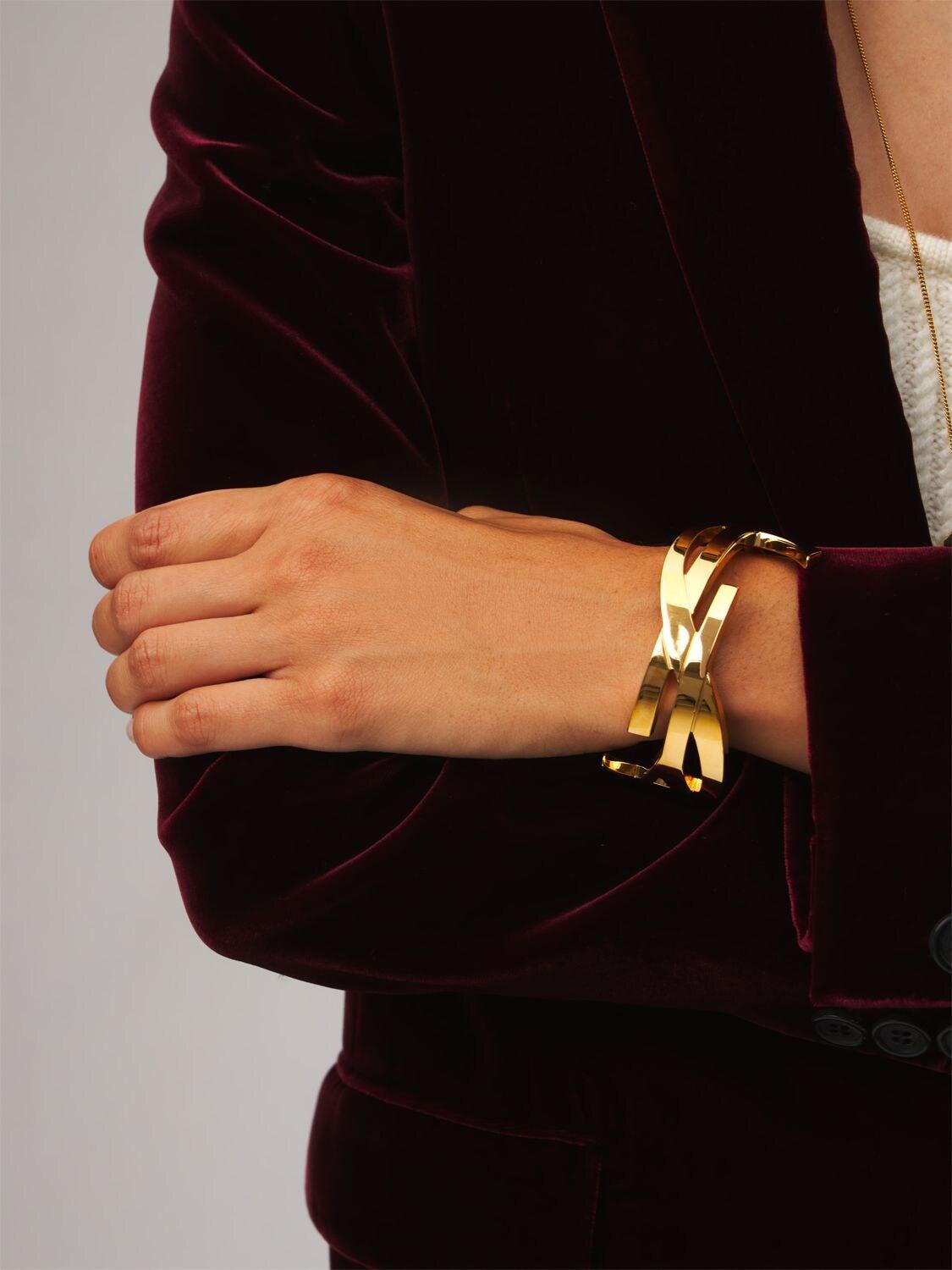 Saint Laurent Ysl Monogramme Twist Cuff Bracelet in Metallic | Lyst UK