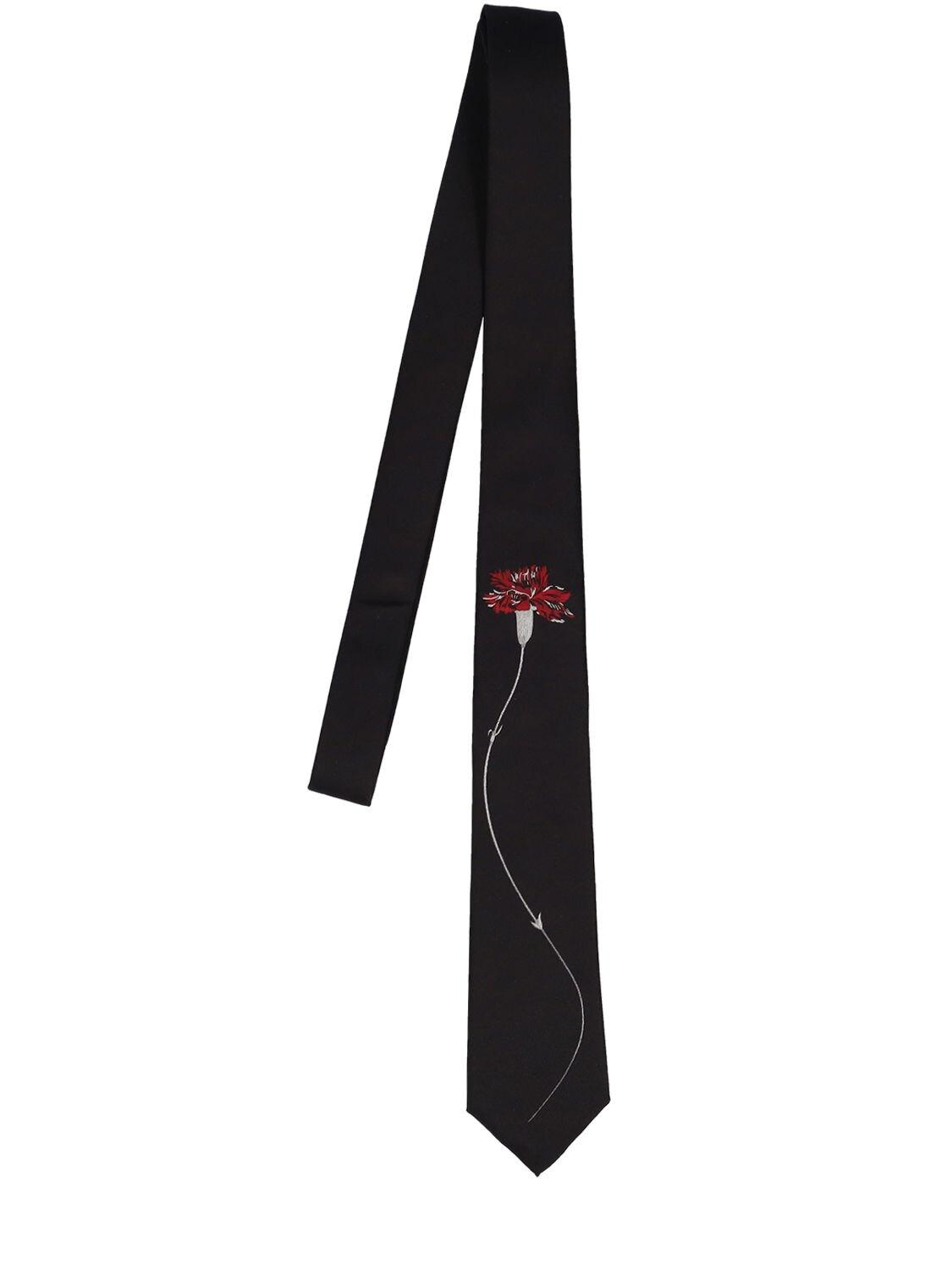 Yohji Yamamoto Derby Flower Jacquard Silk Tie in Black for Men | Lyst UK