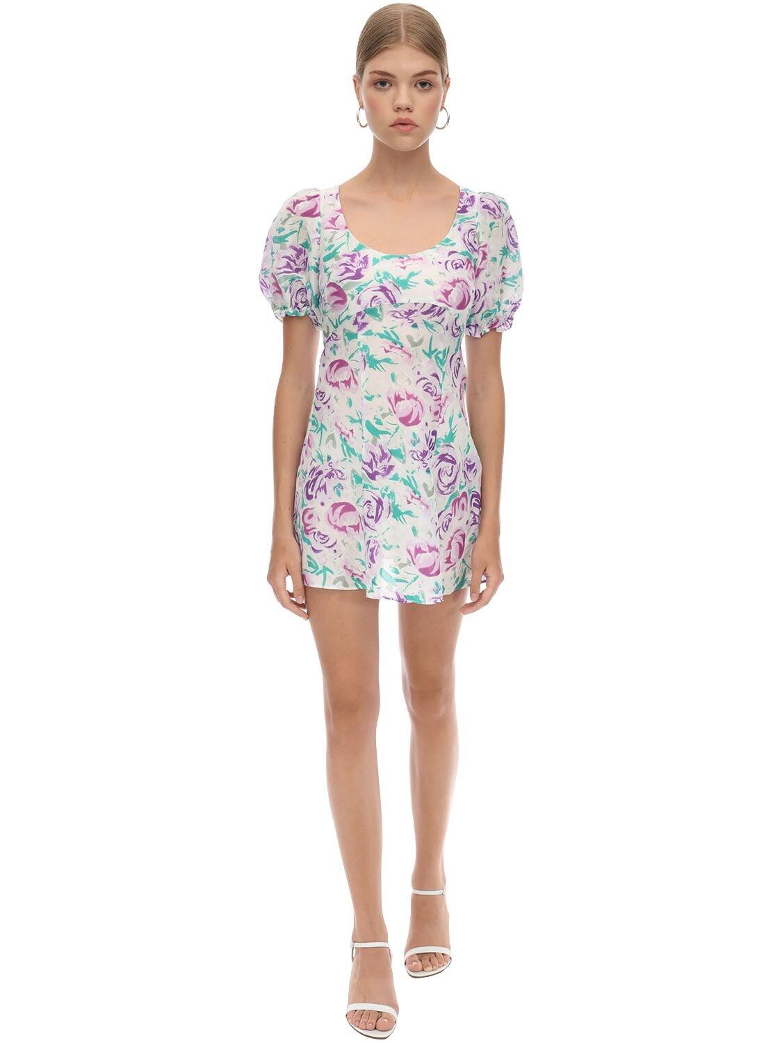 RIXO London Printed Silk & Linen Mini Dress - Save 30% - Lyst