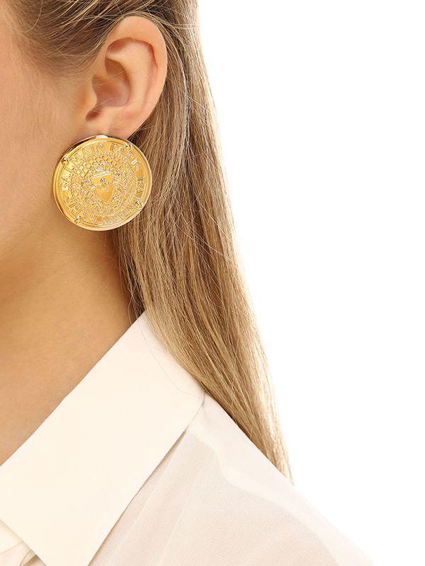 Balmain Logo Coin Earrings in Metallic | Lyst