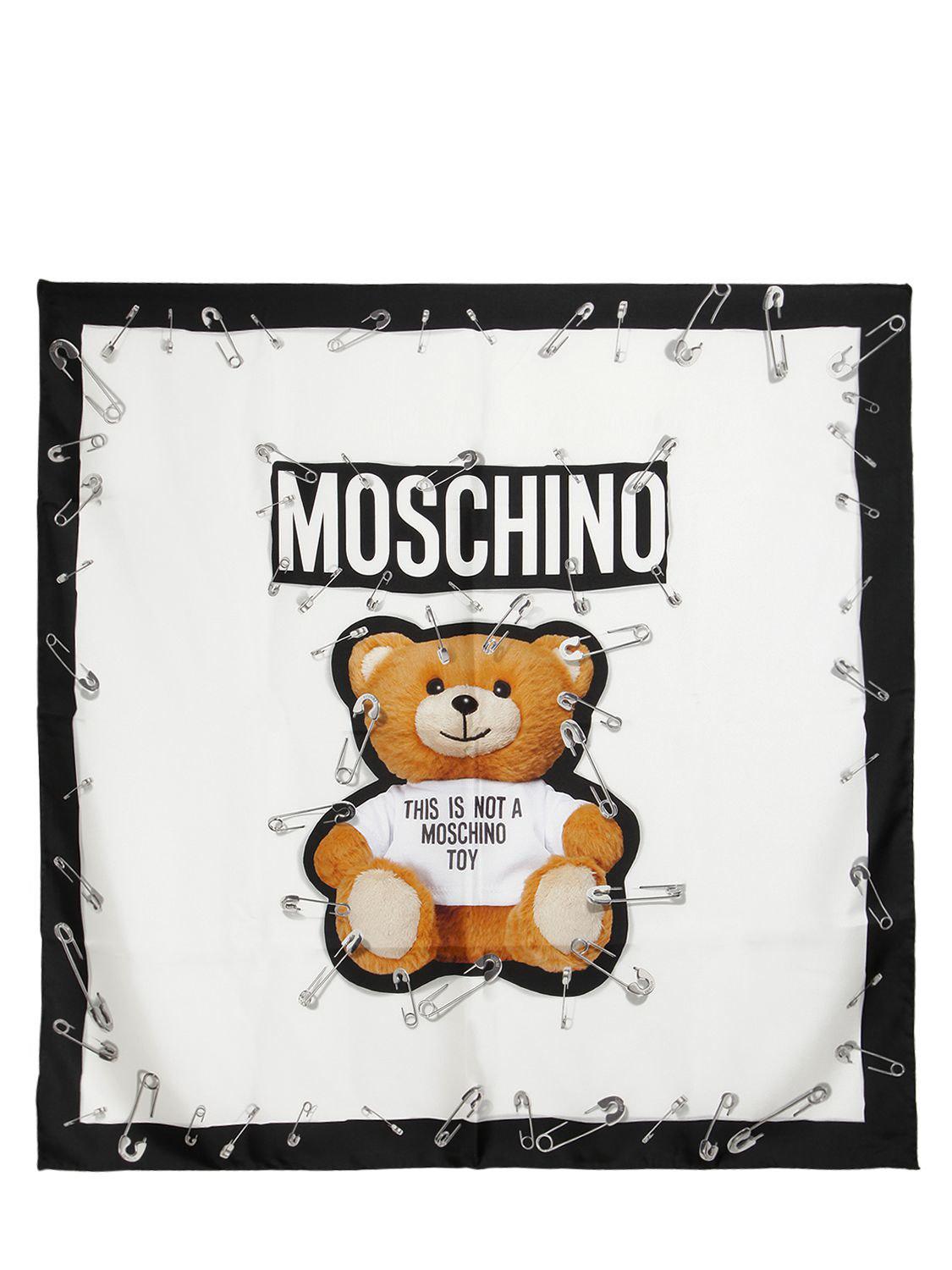 Moschino Teddy Bear Silk Scarf in White - Lyst