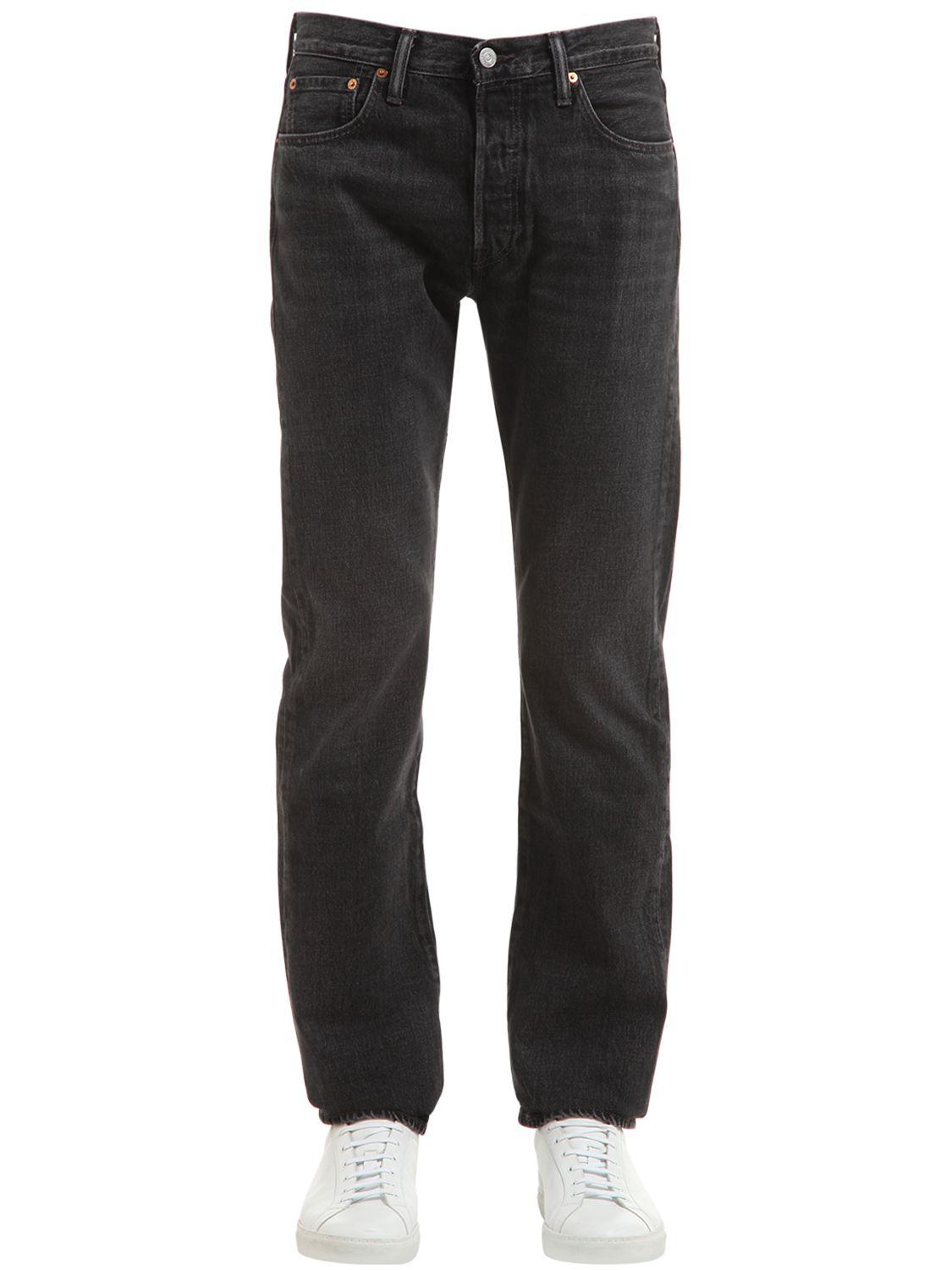 Levi's 501 Original Fit Selvedge Denim Jeans in Black for Men | Lyst