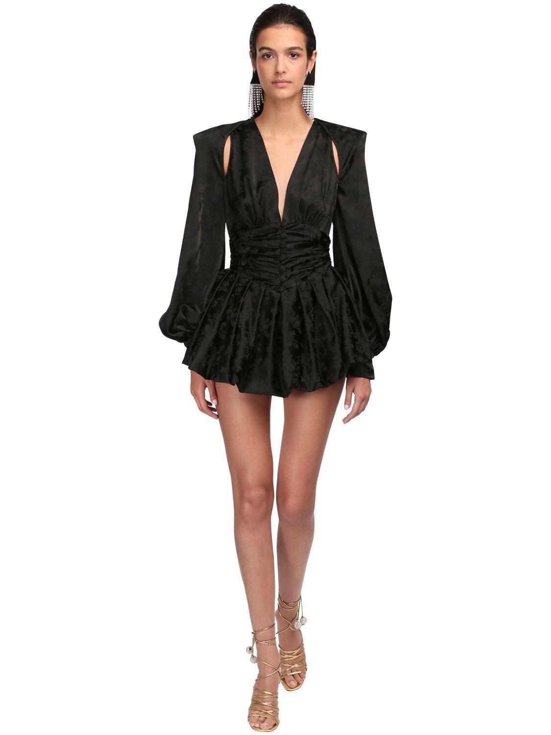 Vestito In Viscosa JacquardThe Attico in Materiale sintetico di colore Nero  | Lyst
