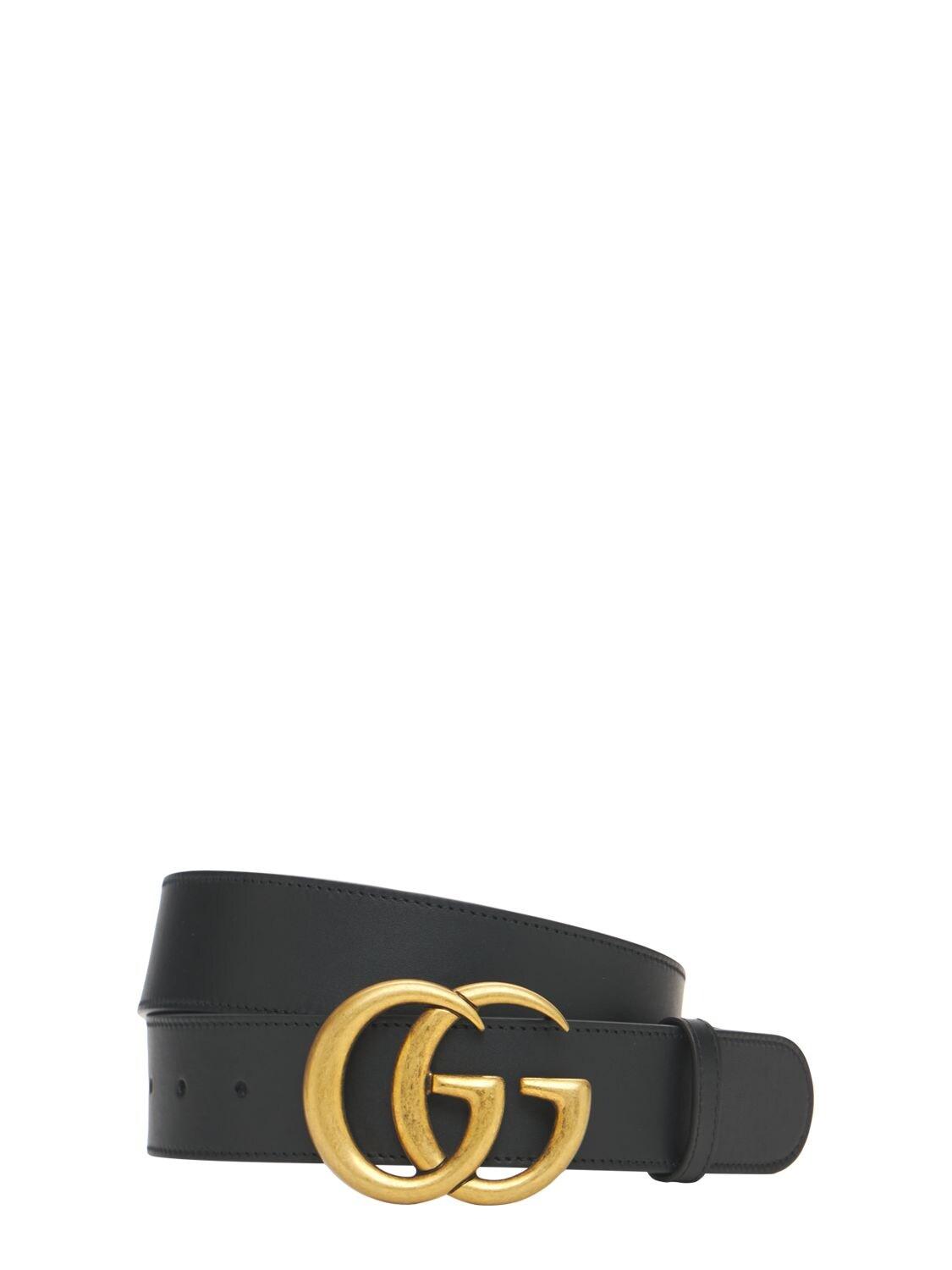 Gucci 4cm Gg Leather Belt in Black | Lyst