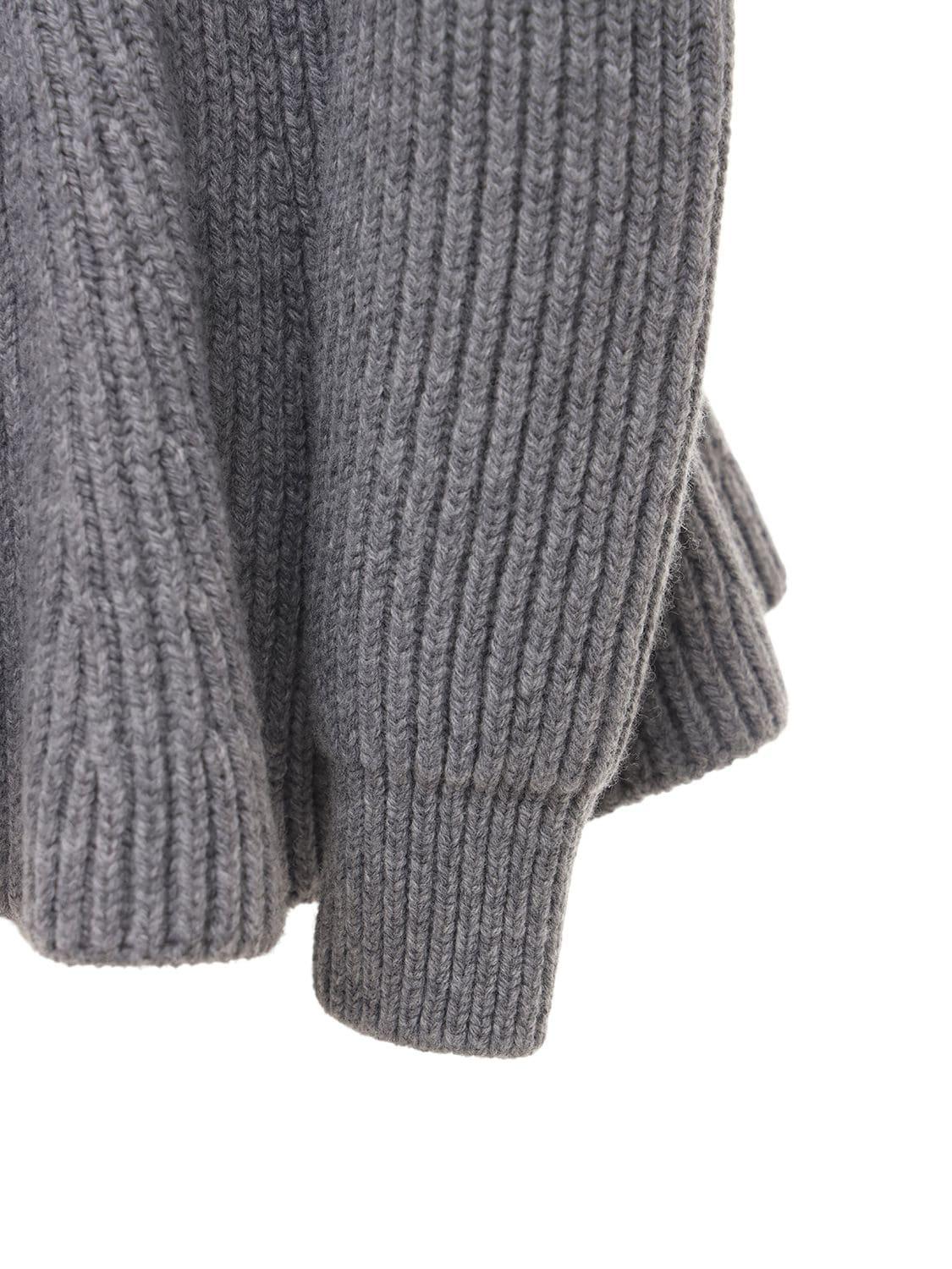 McQueen Wool Ribbed Knit Long Cardigan W/peplum in Gray | Lyst