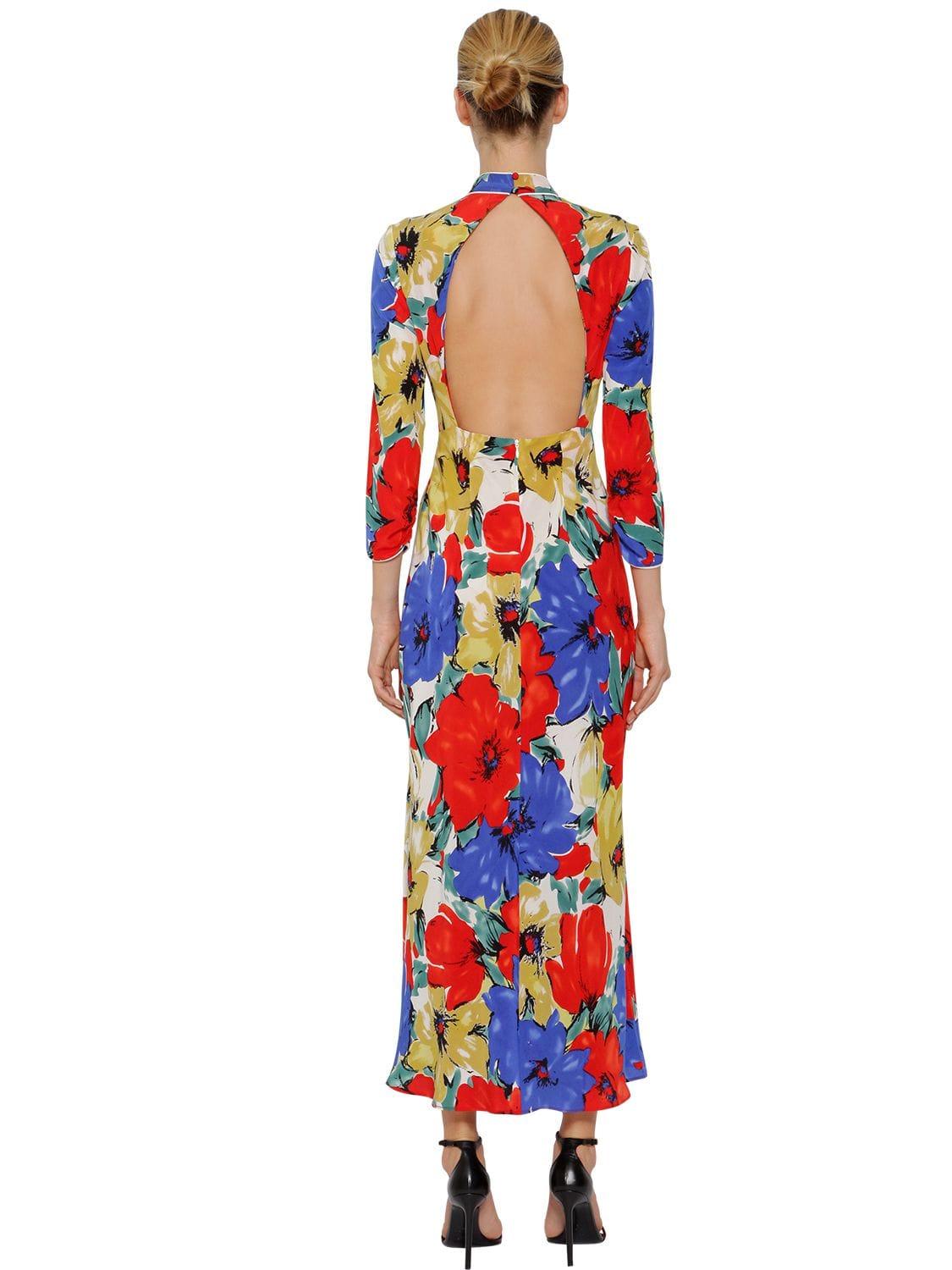 Lucy Diana Floral Print Silk Midi Dress