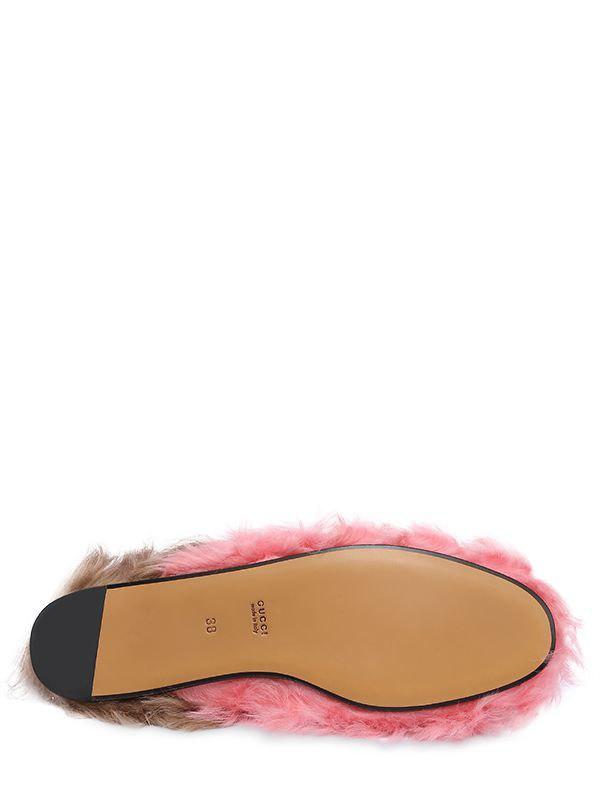gucci women's princetown leather & lamb fur mules