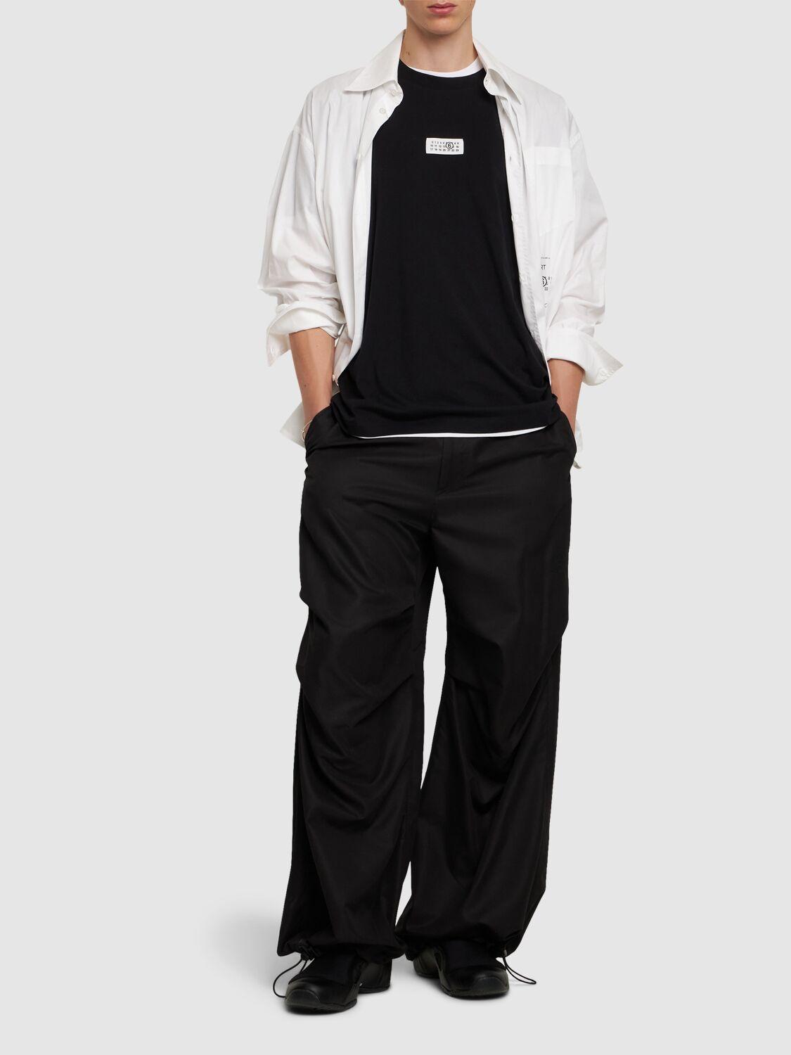 MM6 by Maison Martin Margiela メンズ ブラック ナイロンワイドパンツ 