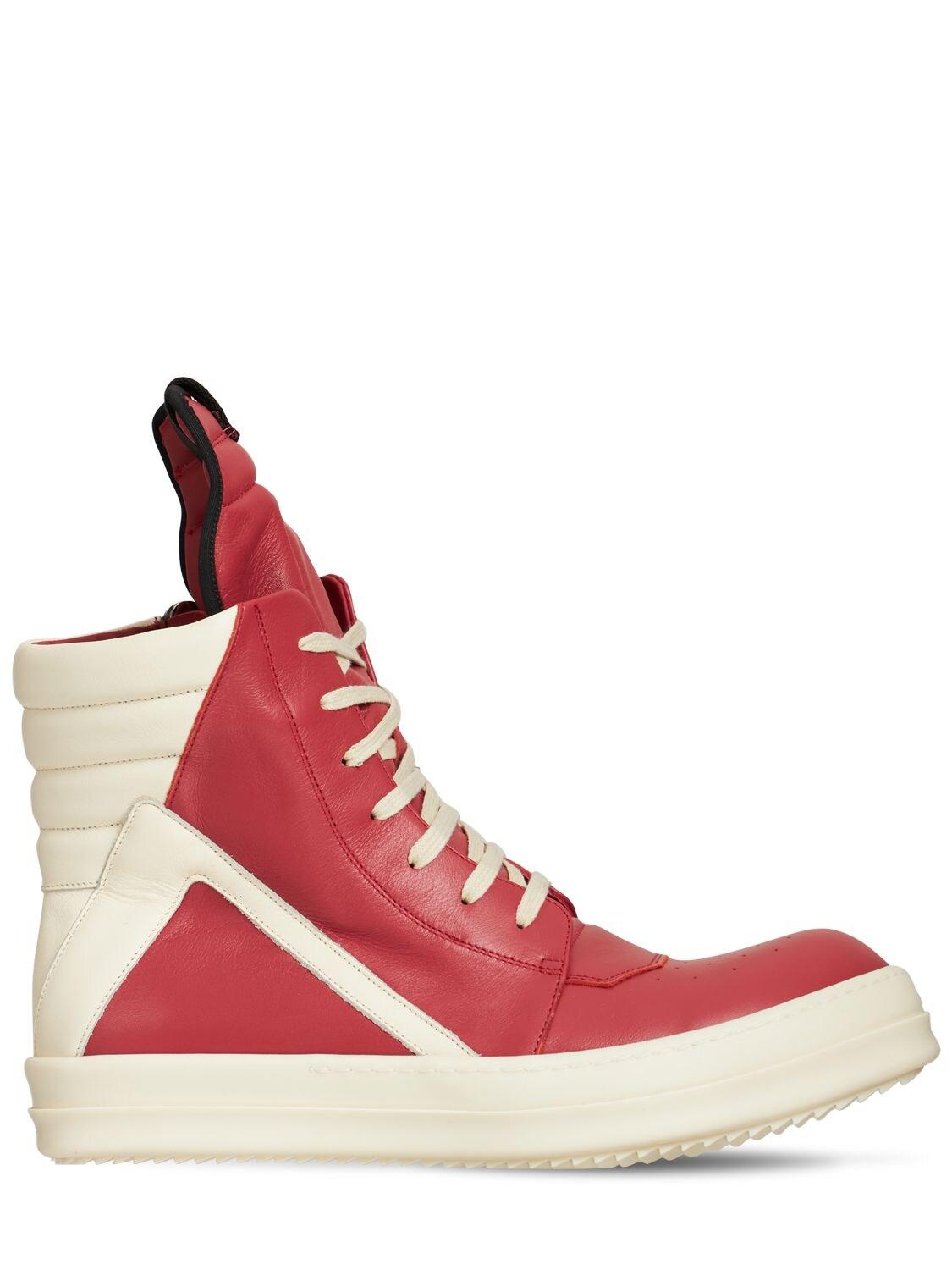 メンズ Rick Owens Geobasket レザースニーカー レッド | Lyst メンズ Rick Owens Geobasket レザースニーカー レッド | Lyst