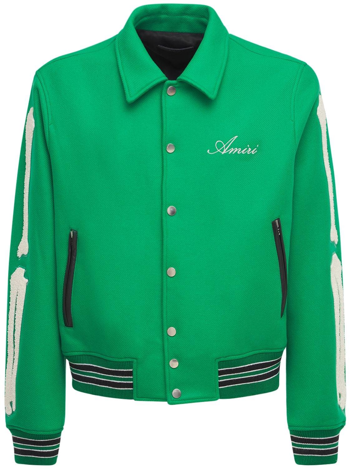 Amiri Bones Varsity Wool Jacket in Green for Men | Lyst