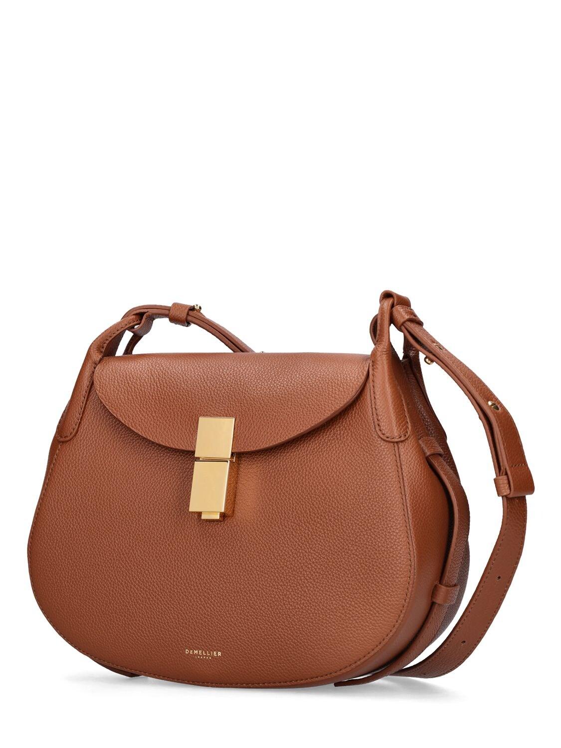DeMellier Lausanne Grain Leather Shoulder Bag in Brown