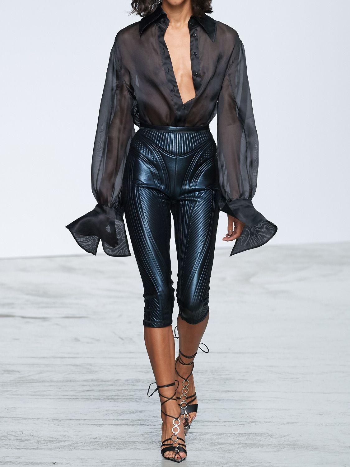 Mugler Sheer Organza Shirt Body in 