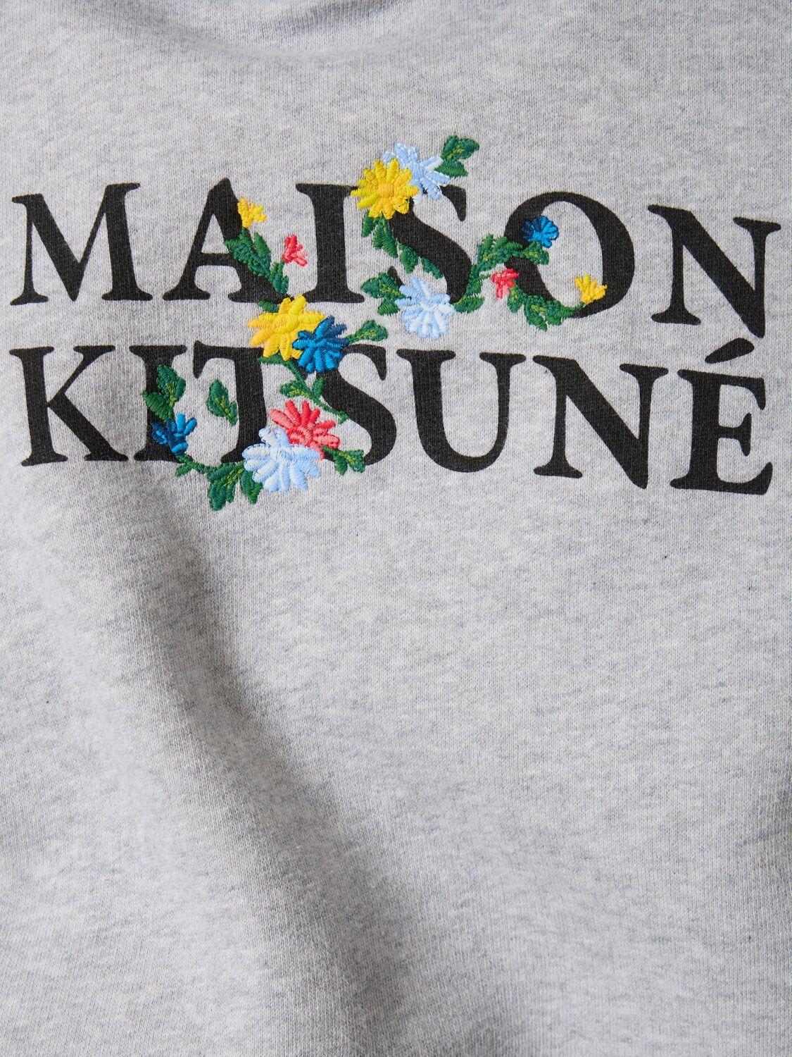 Maison Kitsuné Maison Kitsune Flowers Comfort Hoodie in Gray for