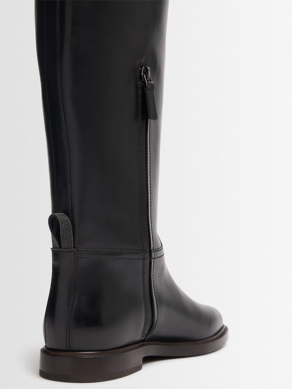 ロングブーツ BRUNELLO CUCINELLI BLACK LEATHER BOOTS brunello-cucinelli-Black-
