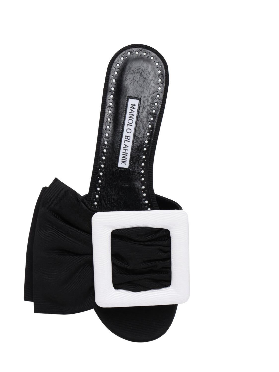 Manolo Blahnik Herrera 10mm Flaria Grosgrain Sandals in Black 