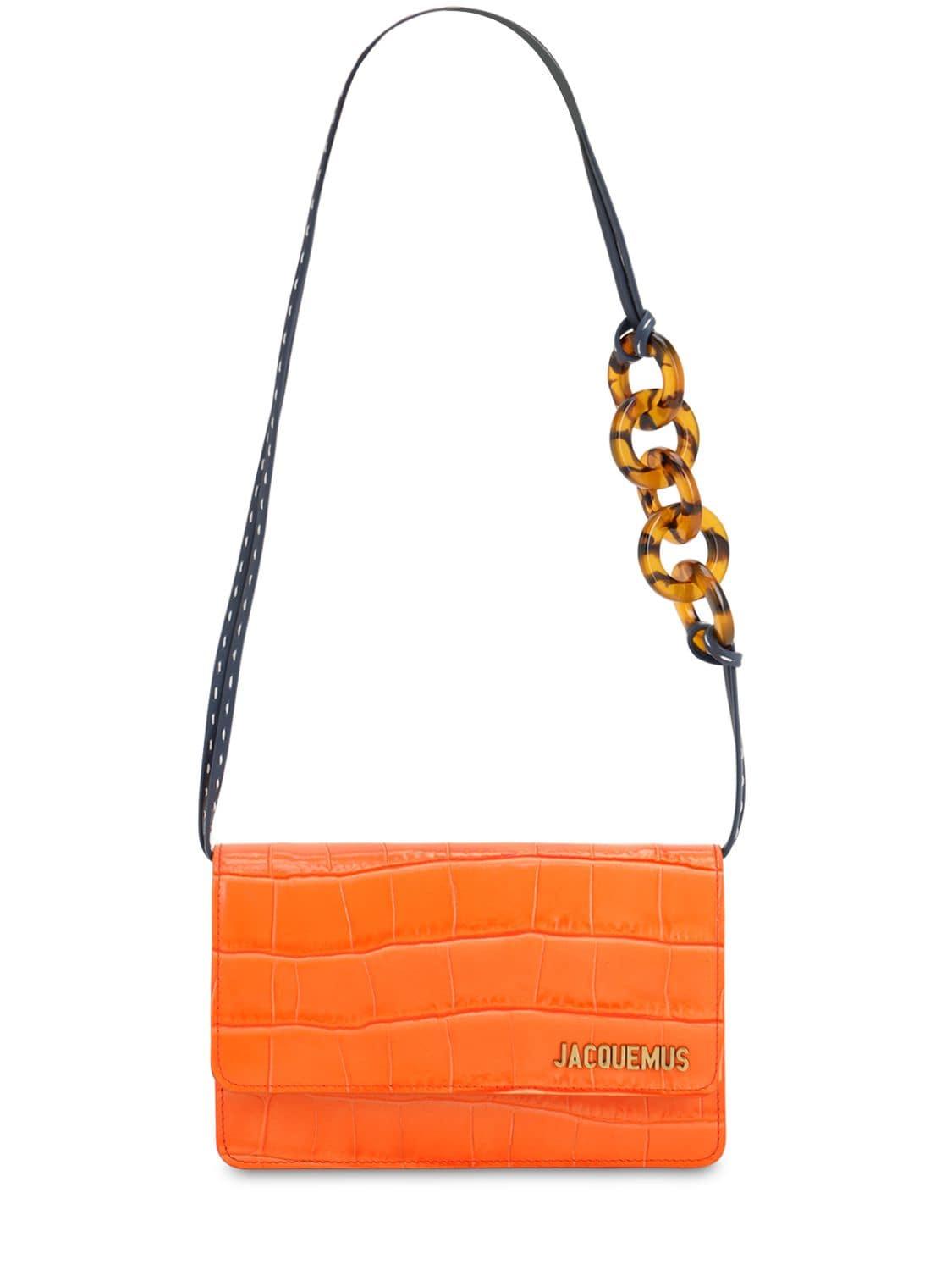 Jacquemus Le Sac Riviera Croc Embossed Leather Bag in Orange | Lyst