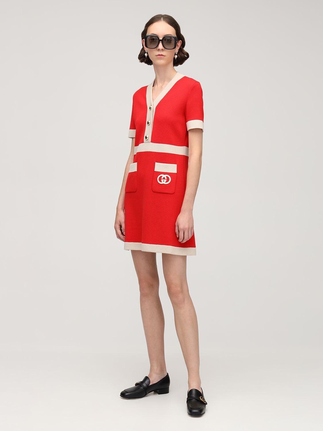 Wool mini dress Louis Vuitton Red size S International in Wool - 26889911