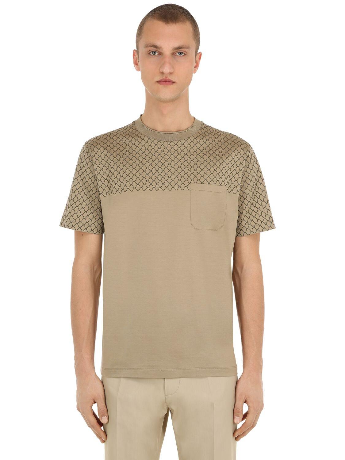 Ferragamo Crewneck Cotton Jersey T-shirt in Beige (Natural) for Men - Lyst