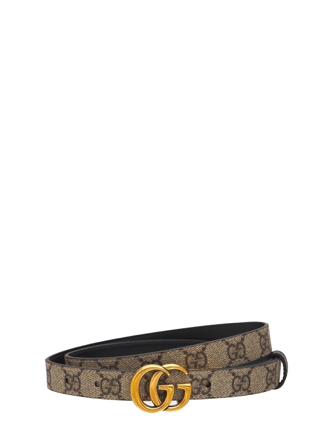 Gucci gg Marmont Reversible Thin Leather Belt in White | Lyst