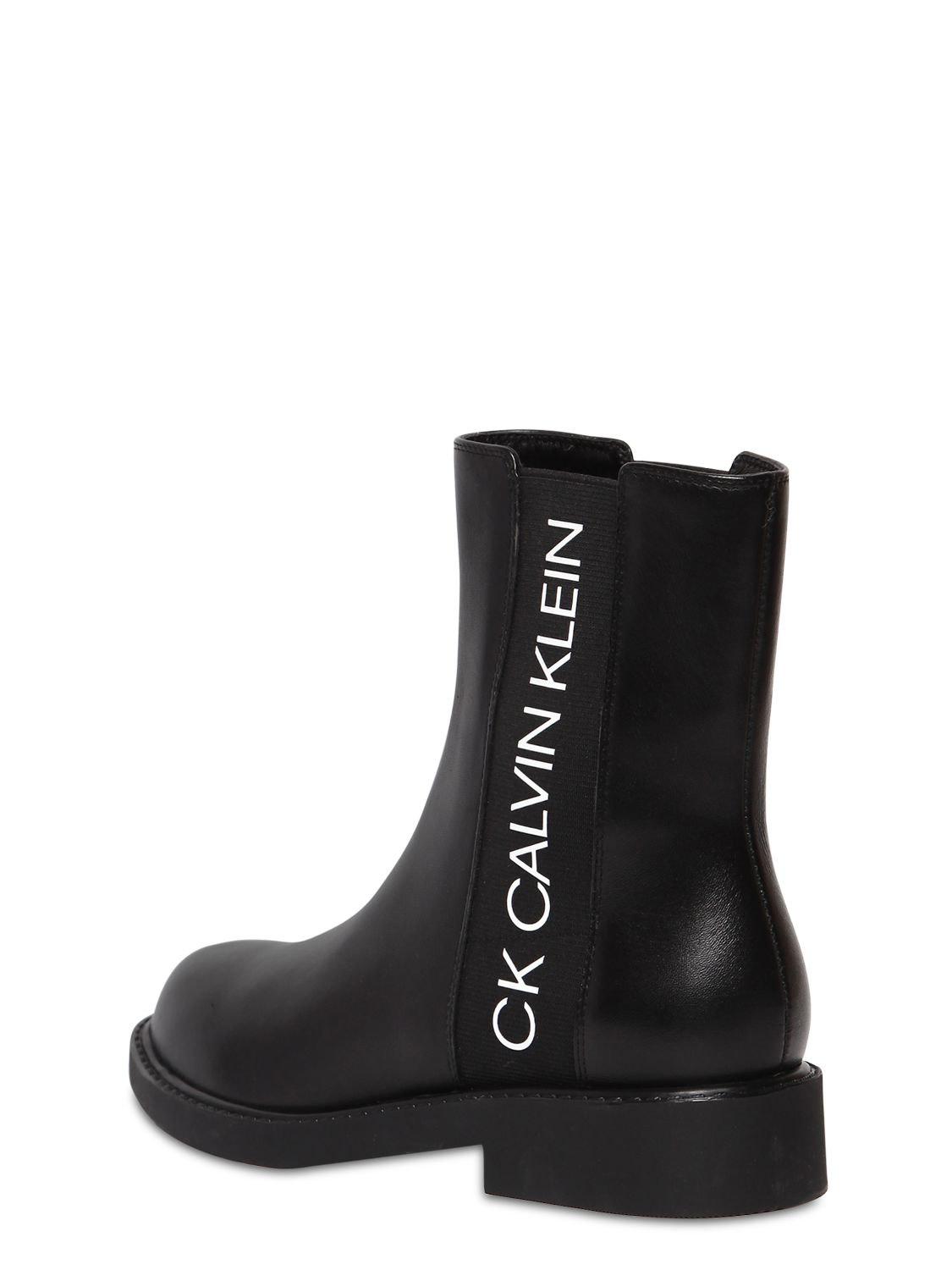 Calvin Klein 20mm Yoshi Leather Beatle Boots in Black - Lyst
