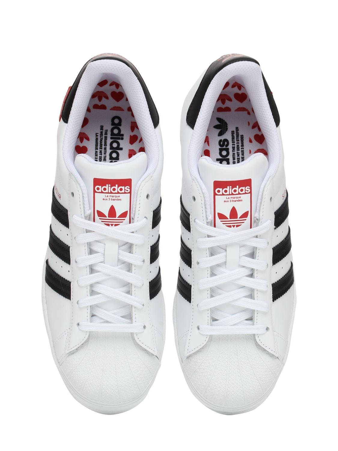 adidas Originals Leather Valentines Day Superstar Sneakers in White | Lyst