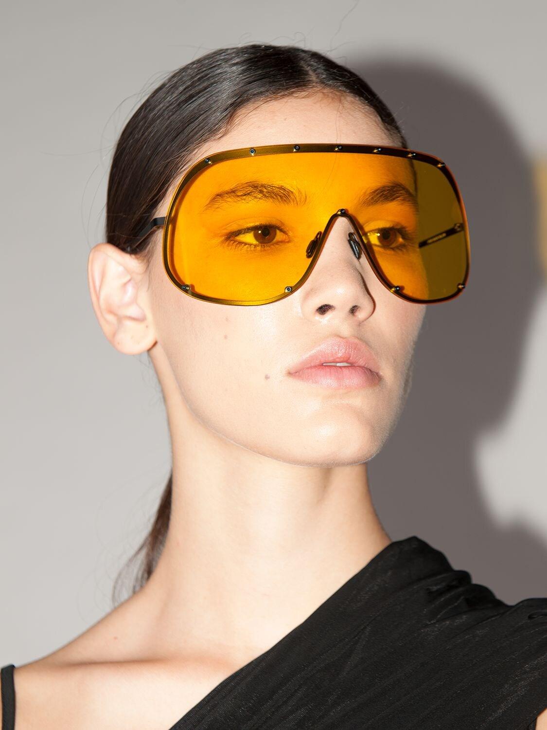 Rick Owens Shield Stainless Steel Sunglasses in Orange | Lyst