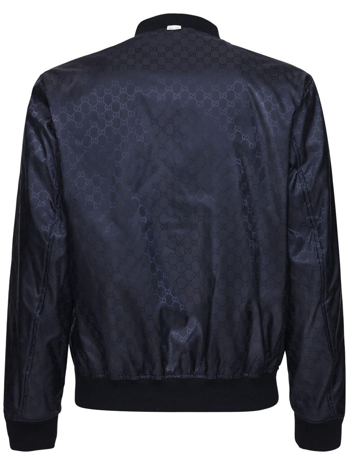 gucci reversible gg jacquard nylon bomber jacket