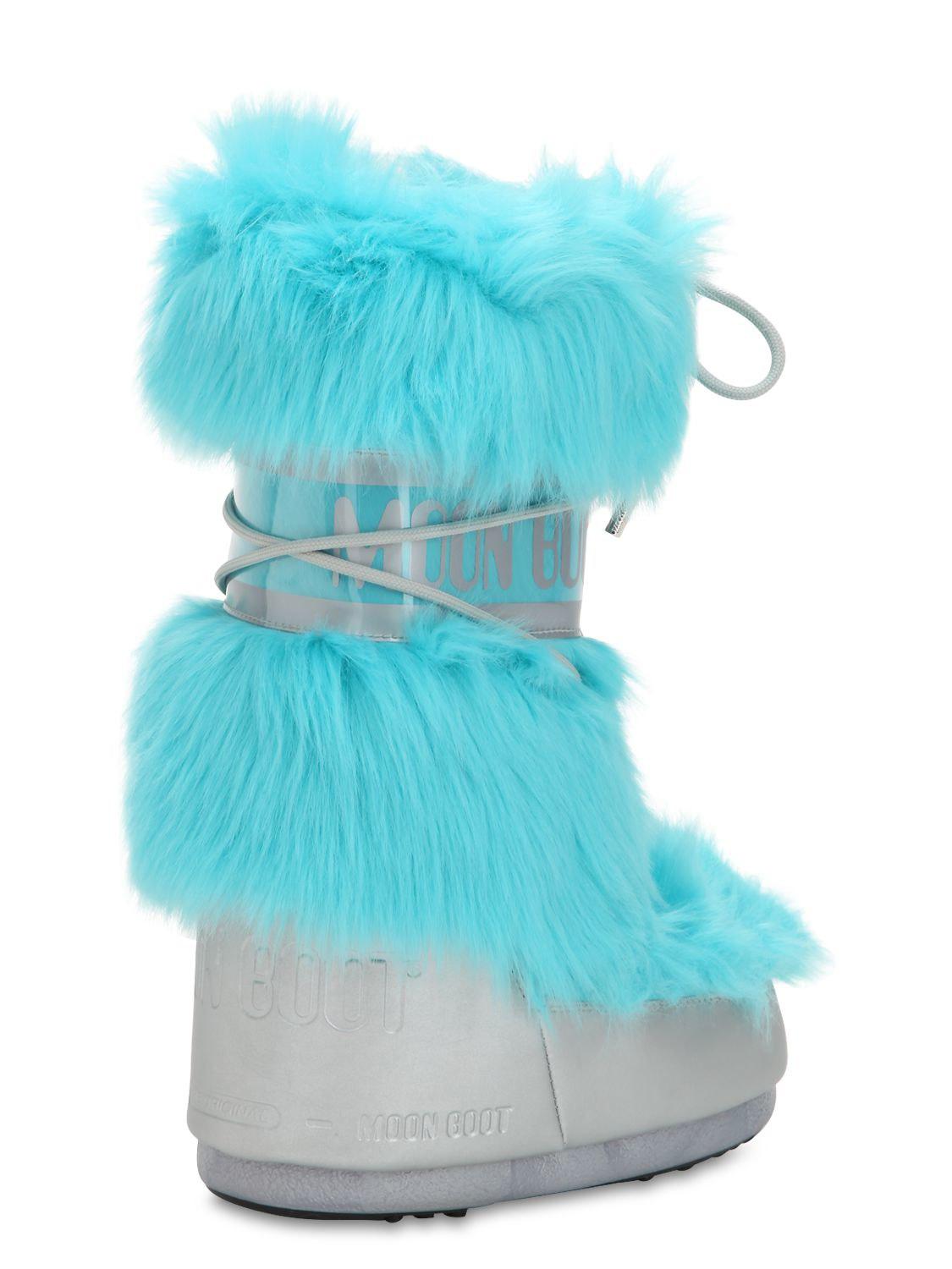 Botas Para La Nieve Con Pelo Largo Moon Boot de color Azul | Lyst