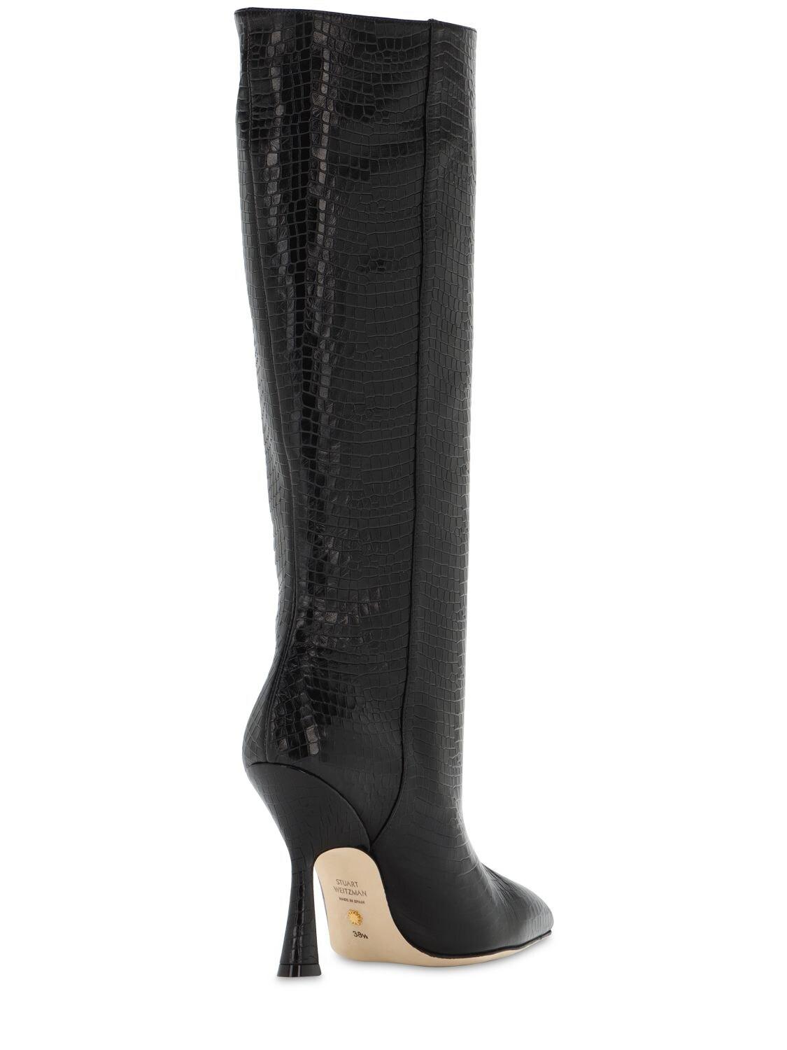 Stuart Weitzman Parton Crocodile embossed Leather Knee high Boots