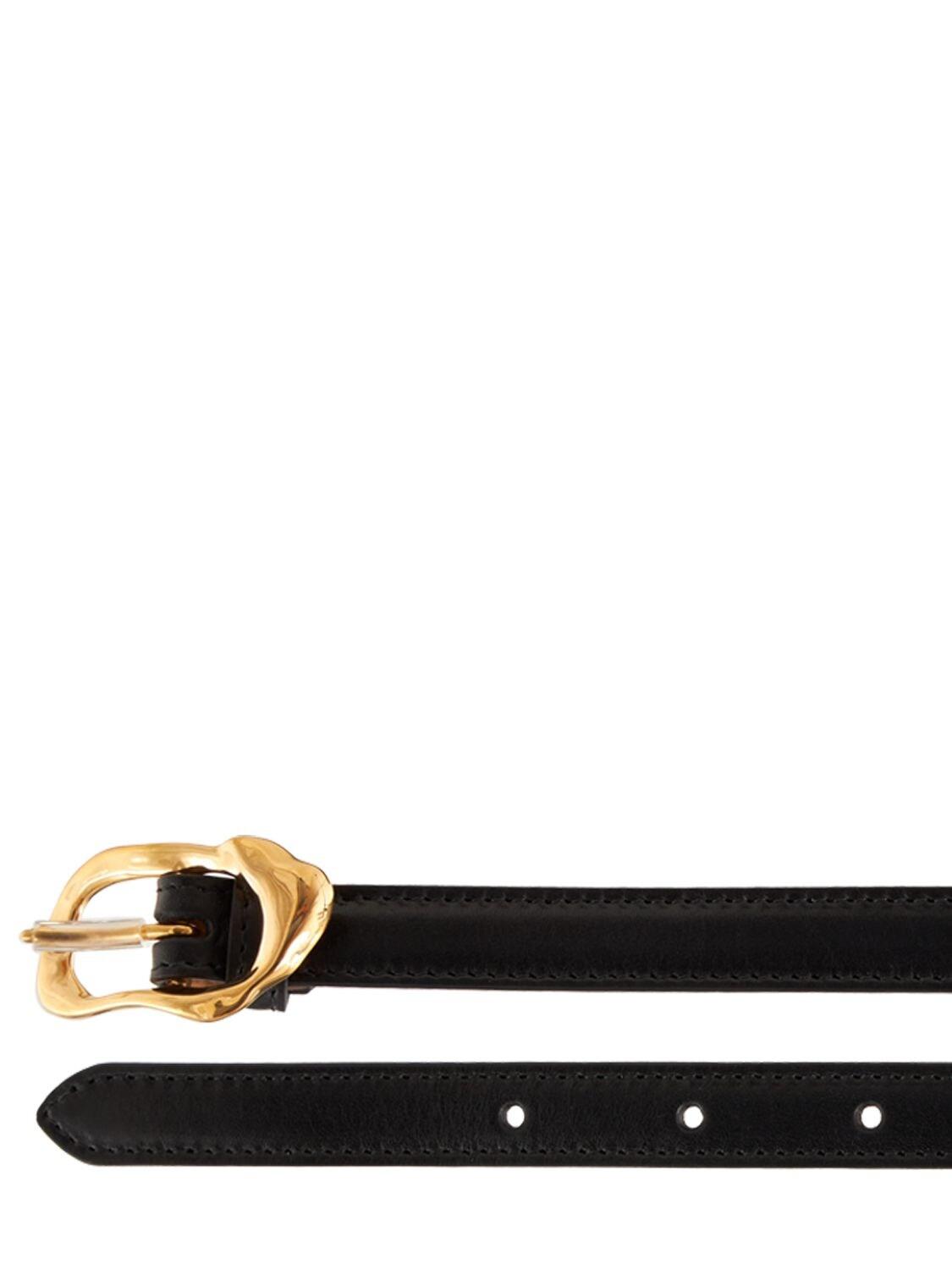 Alexander McQueen 1.5cm Thin Molten Ecolux Leather Belt in Black ...