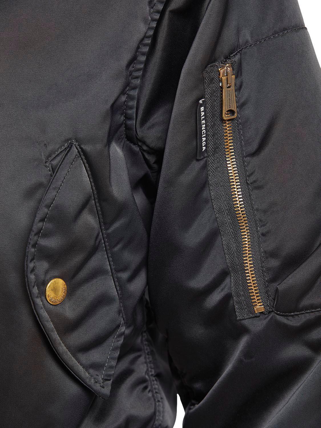 Balenciaga Shrunk Nylon Bomber Jacket in Black | Lyst