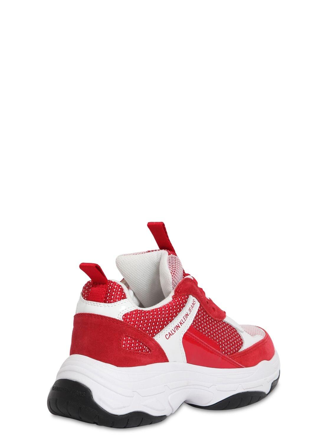 calvin klein maya chunky leather trainers
