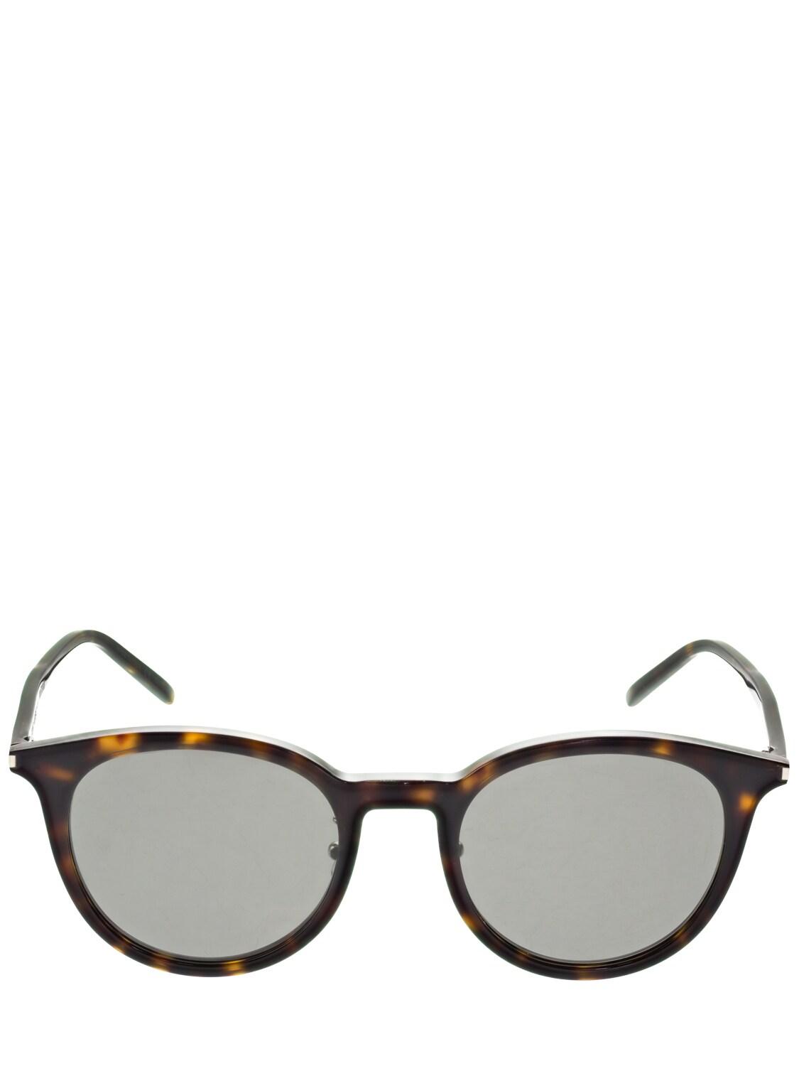 Saint Laurent Sl 488/k Round Acetate Sunglasses in Gray | Lyst