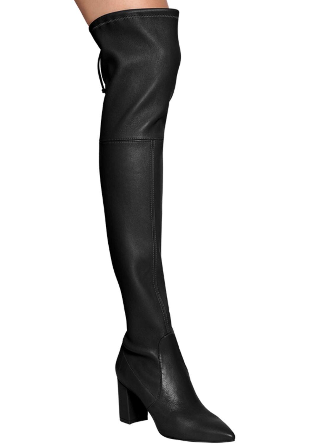 Stuart Weitzman 75mm Lesley Stretch Leather Boots in Black - Lyst