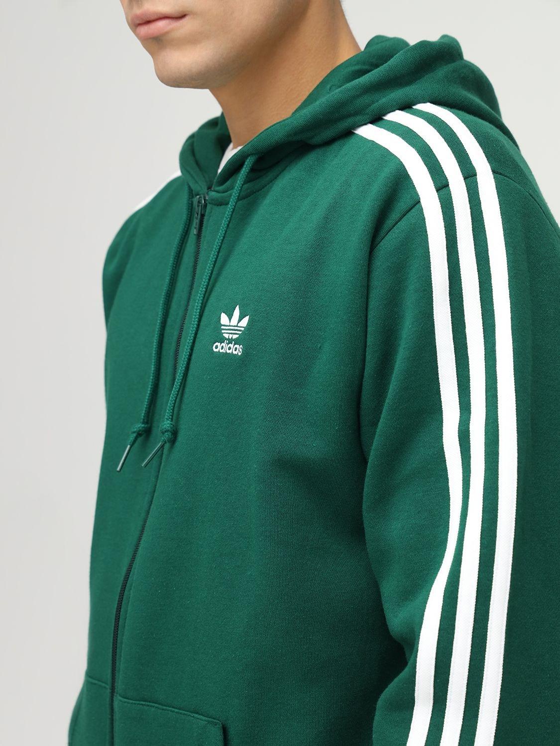 adidas Originals 3-stripes Fz Hooded Track Top in Green Men | Lyst