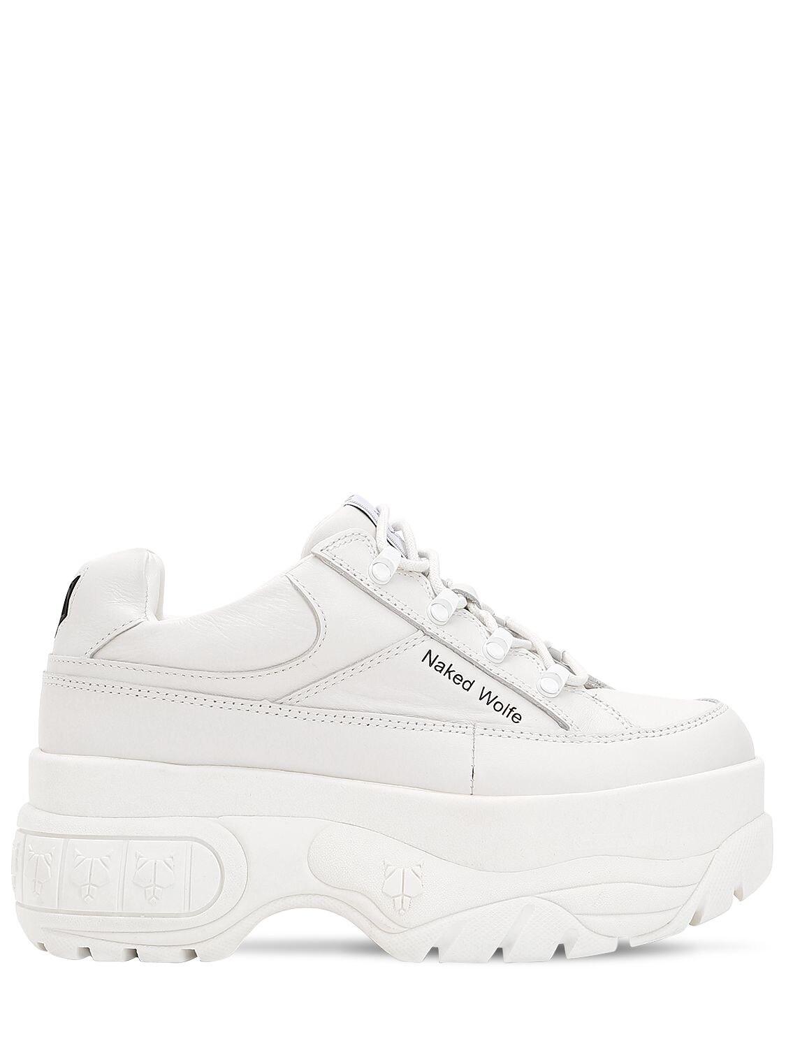 Naked Wolfe 70mm Sporty Leather Platform Sneakers in White - Lyst