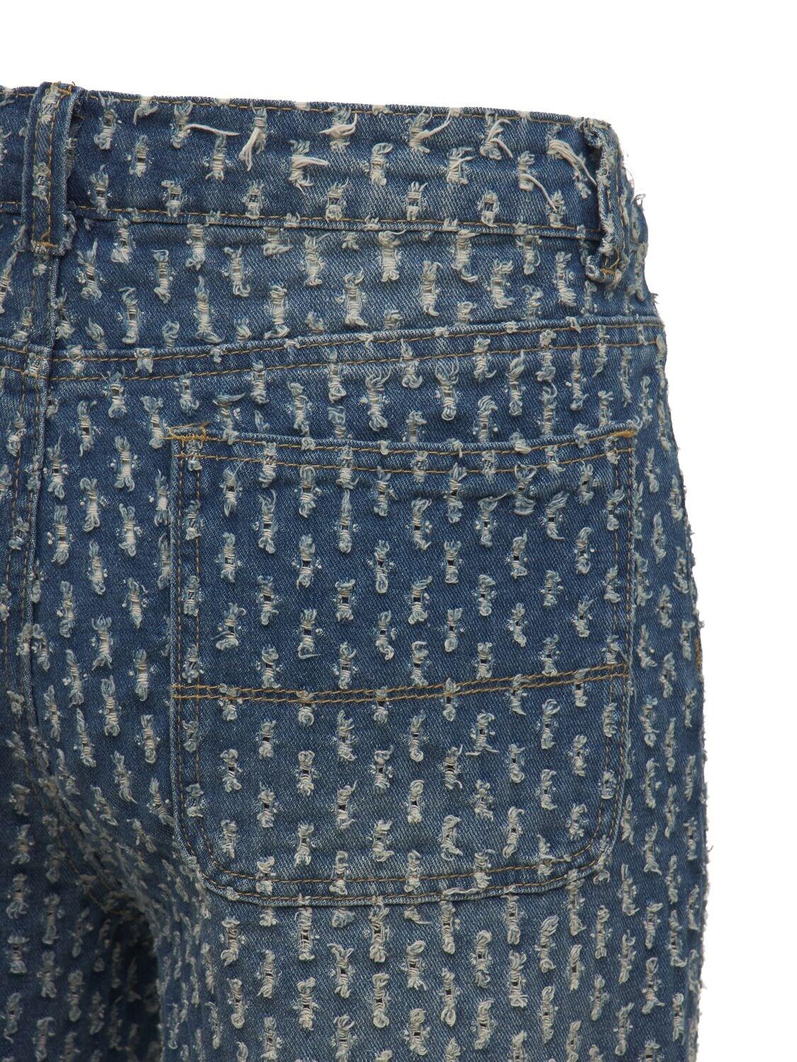 Denim Washed Distressed Skater Jeans 