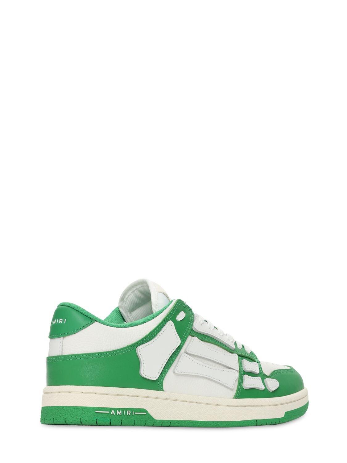 Amiri Skel Bones Low-top Leather Sneakers in Green/White (Green) for ...