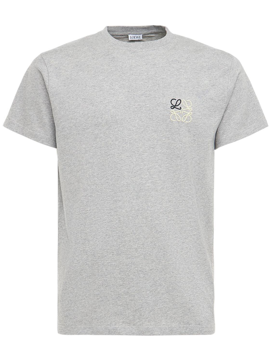 Loewe Logo Embroidery Cotton Jersey T-shirt in Heather Grey (Gray) for ...