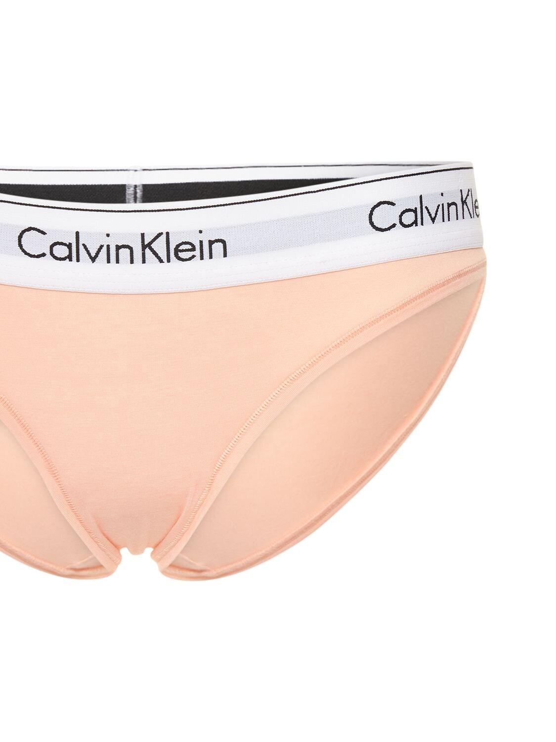 Calvin Klein Logo Cotton Blend Briefs in White | Lyst
