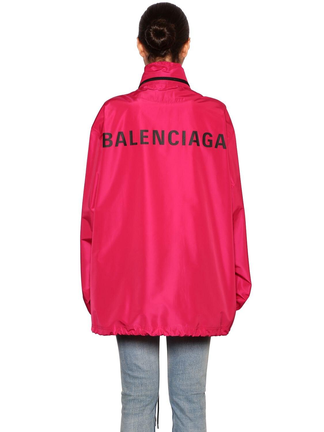 Balenciaga Back Logo Hooded Nylon Windbreaker in Pink Lyst Australia