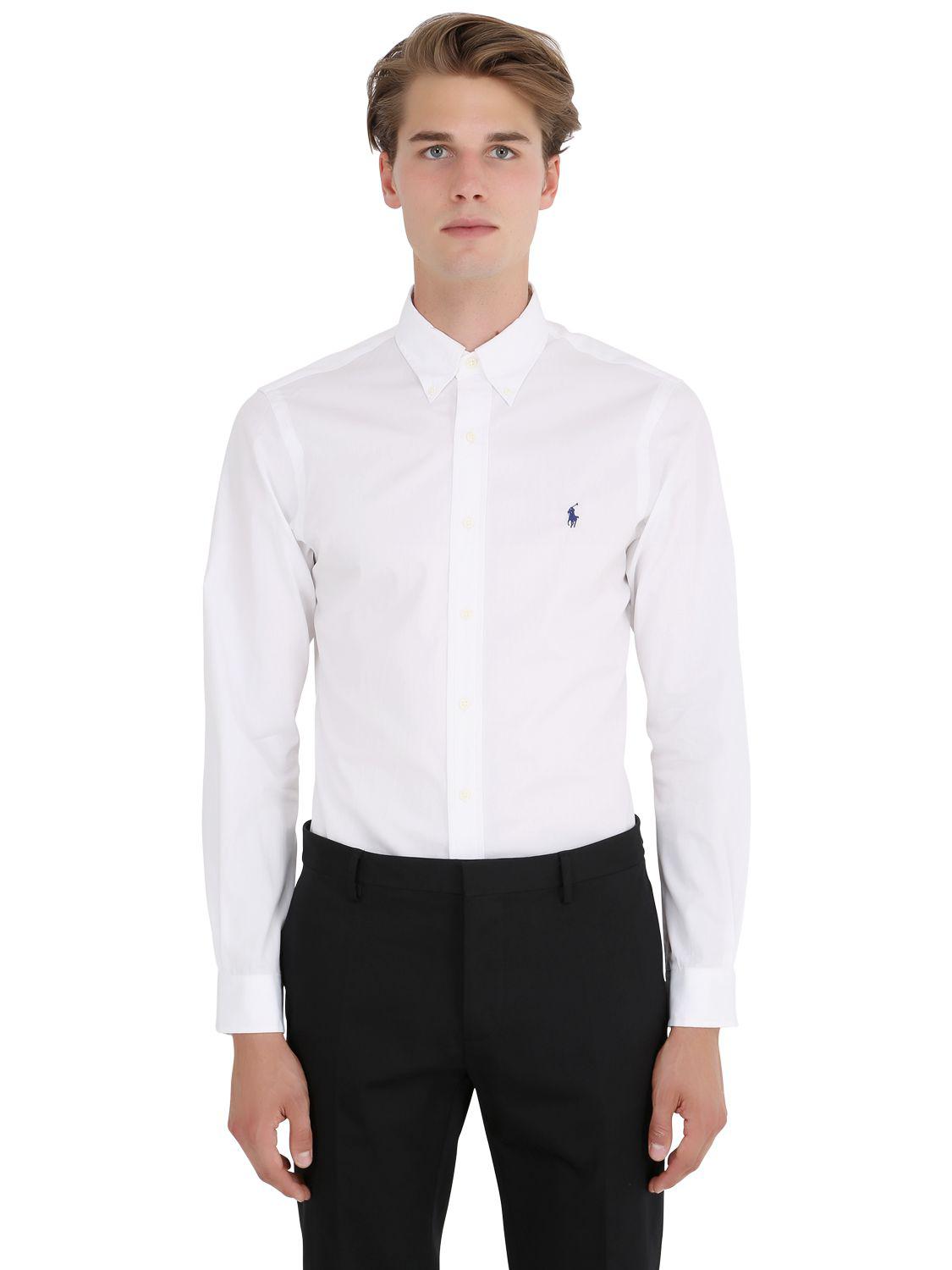 Polo ralph lauren poplin shirt slim fit clearance white