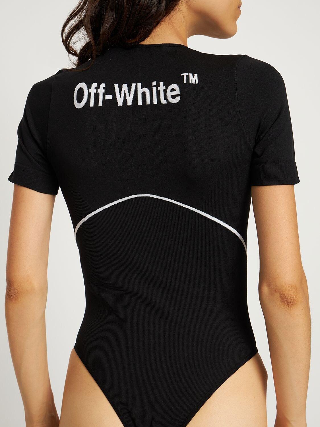 belegd broodje Fobie Iets Off-White c/o Virgil Abloh Athleisure Off Logo Stretch Bodysuit in Black |  Lyst