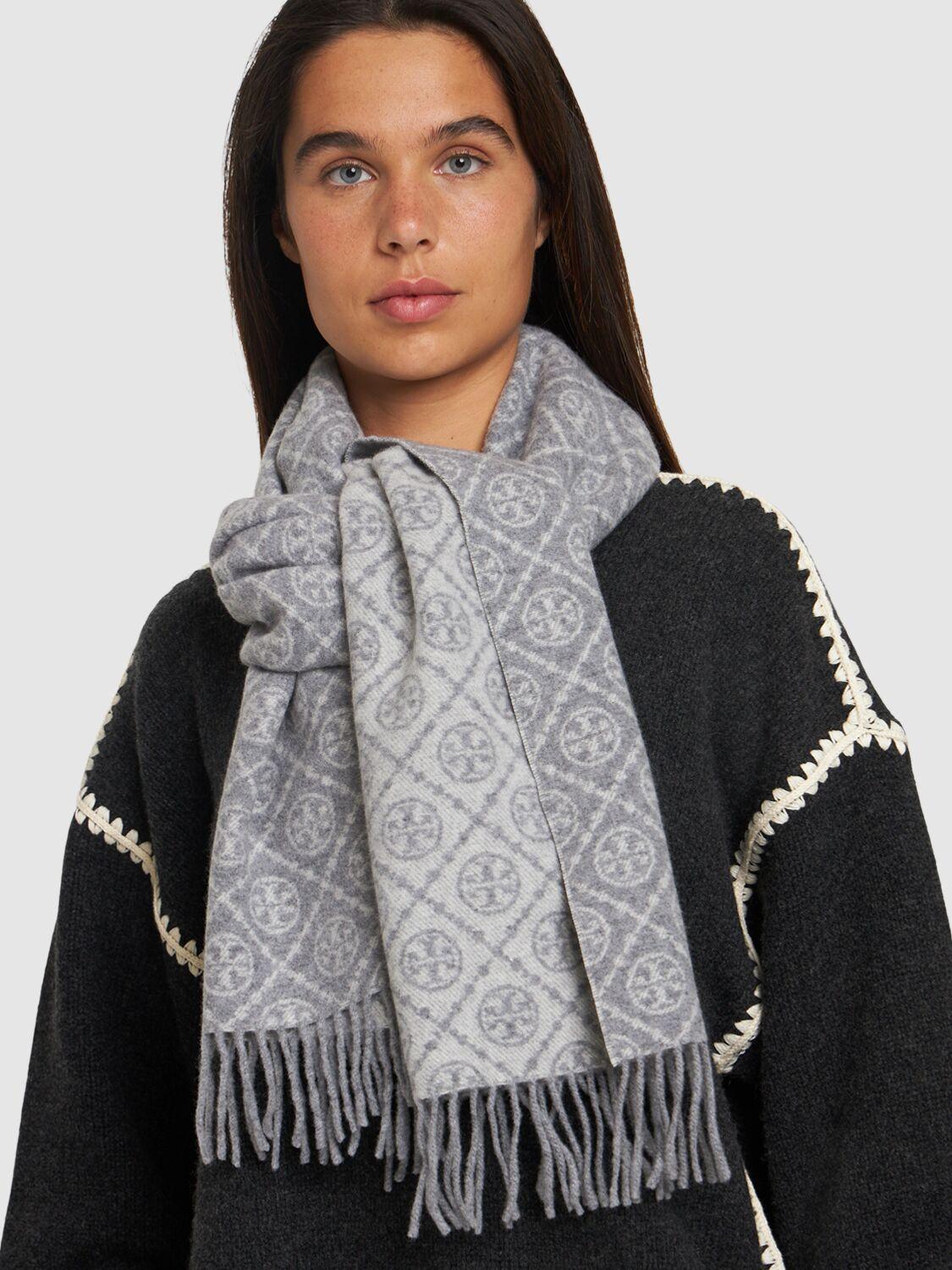 Tory Burch T Oblong Monogram Wool & Cashmere Scarf Unique in